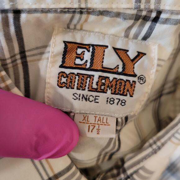 Ely Cattleman Big & Tall Western Shirt Mens XLT Baggy Fit Pearl Snap Cowboy - Picture 5 of 5
